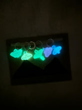 Load image into Gallery viewer, Glow in the Dark Moth Stitch Markers (Set of 5)
